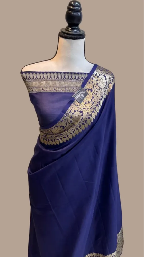 Handcrafted Katan Silk Saree with Traditional Jacquard Border Detailing